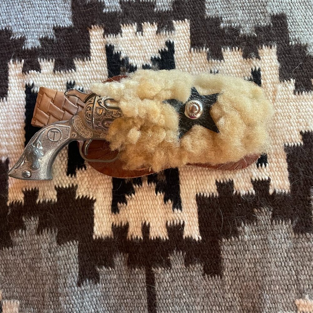 Vintage Children's 1950's Lambs Wool Holster with Toy Cap Gun
